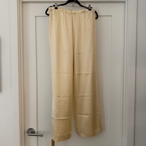 Reformation Pale Yellow Satin Pants - Picture 2 of 4